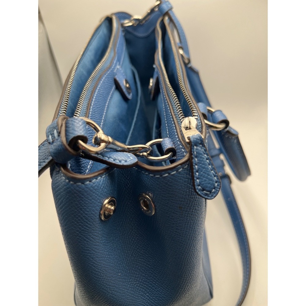 Coach Christie Carryall Blue Crossgrain Leather Satchel Bag F11925 - Picture 6 of 16